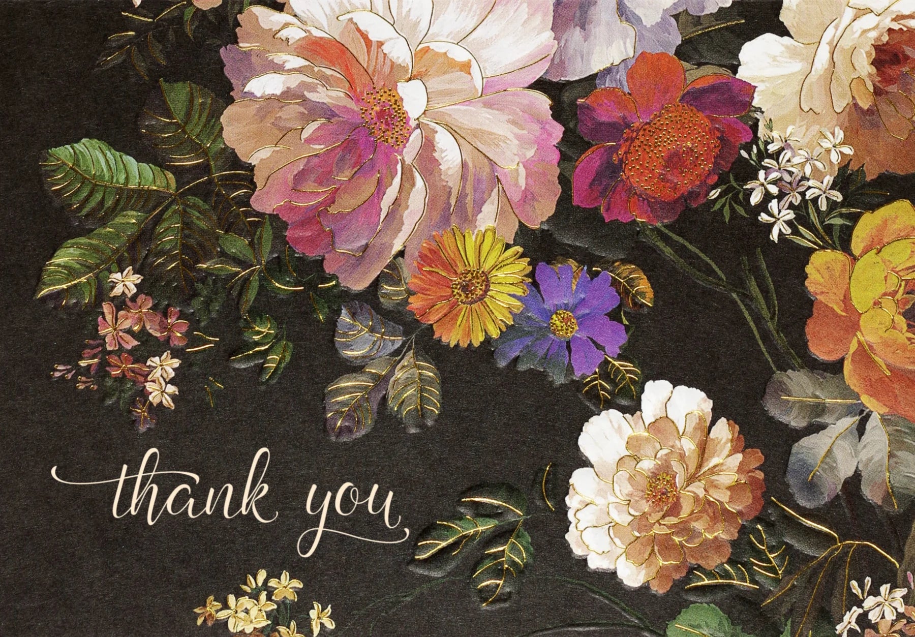 Midnight Floral Thank You Note Cards
