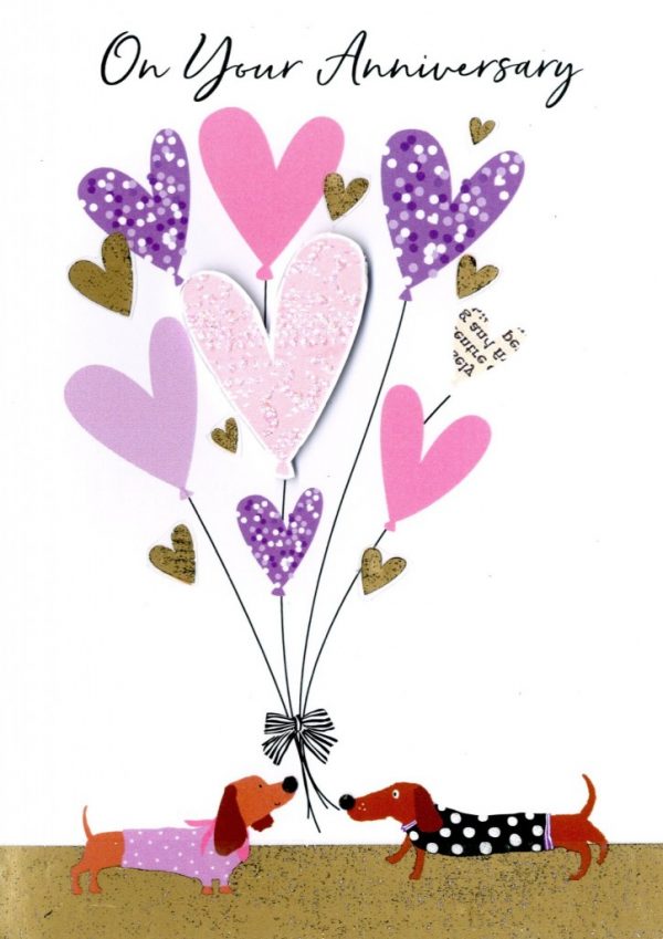 Hearts and Dogs Anniversary Greeting Card
