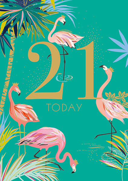 21 Today Flamingos Greeting Card