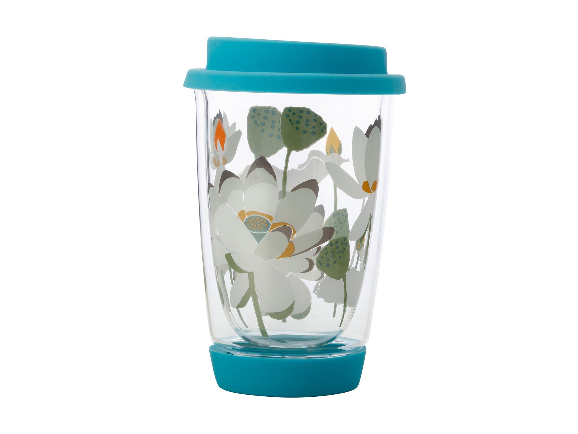 Aqua Lotus Glass Travel Mug