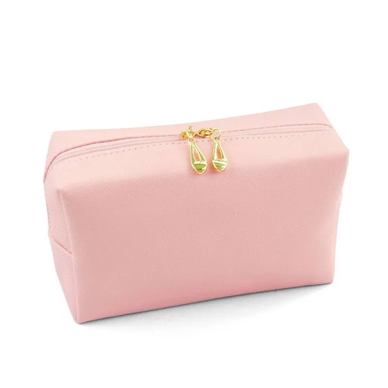 Travel Vegan Leather Zip Makeup Bag Pink
