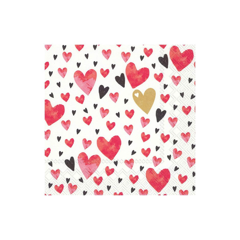 Lunch Gold Red Heart Napkins
