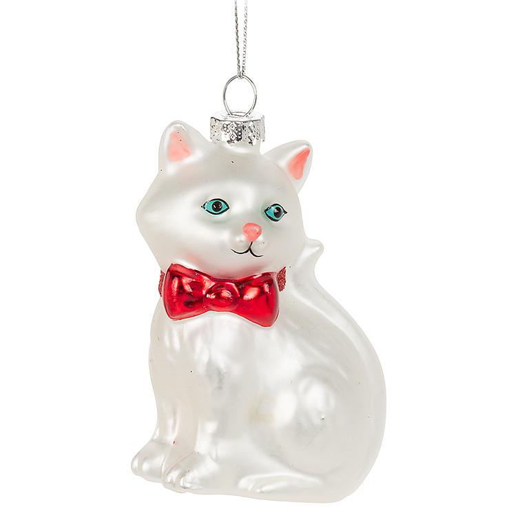 Sitting Cat with Bow Ornament