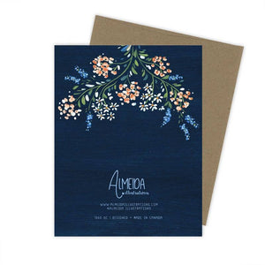 Navy Floral Congratulations Ring Engagement Card: White