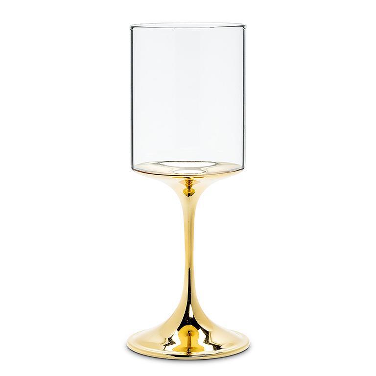 Wine Glass with Metallic Stem in Gold