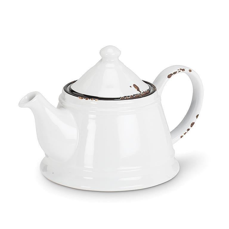 Enamel Look Teapot - White