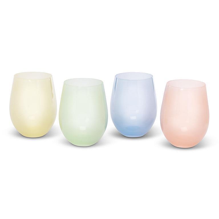Sheer Pastel Stemless Wine Glass (Assorted Colours)
