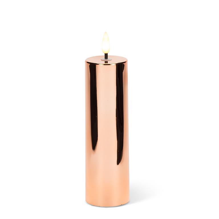 Medium Metallic LED Pillar - Rose Gold