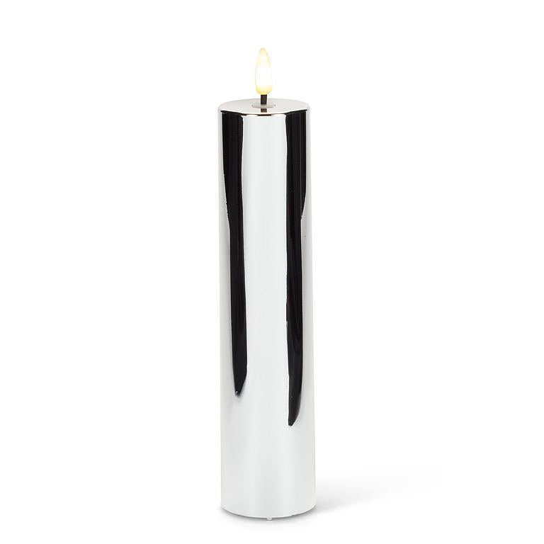 Large Metallic LED Pillar - Silver