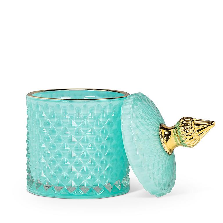 Quilted Covered Jar - Turquoise