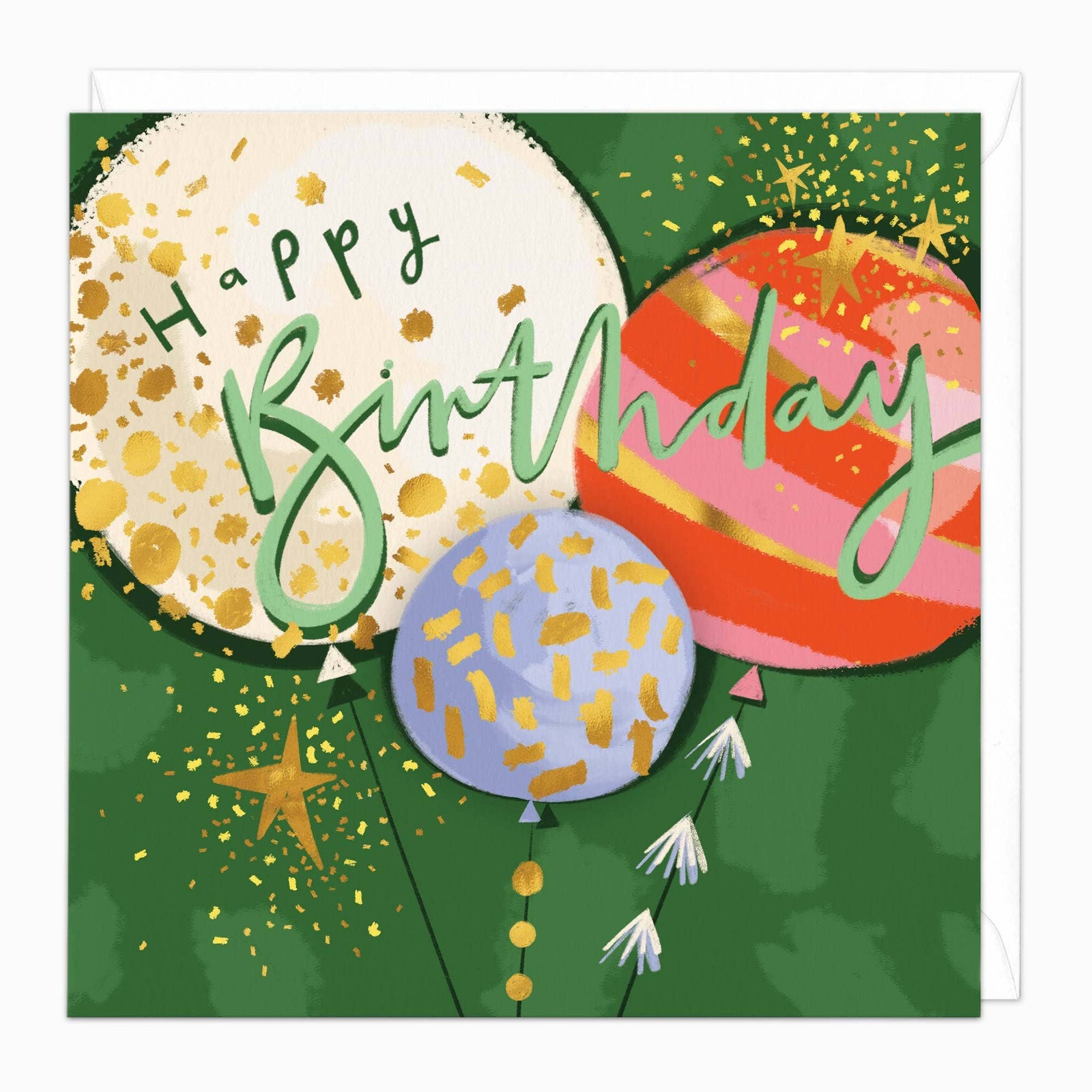 Green Balloons Birthday Card