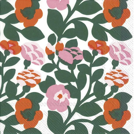 MARIMEKKO PAPER LUNCH NAPKINS - GREEN GREEN ORANGE