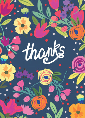 Dark Blue Floral - Thanks