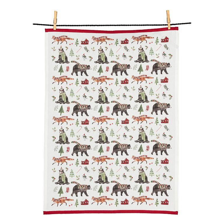 Woodland Animals Christmas Kitchen Towel