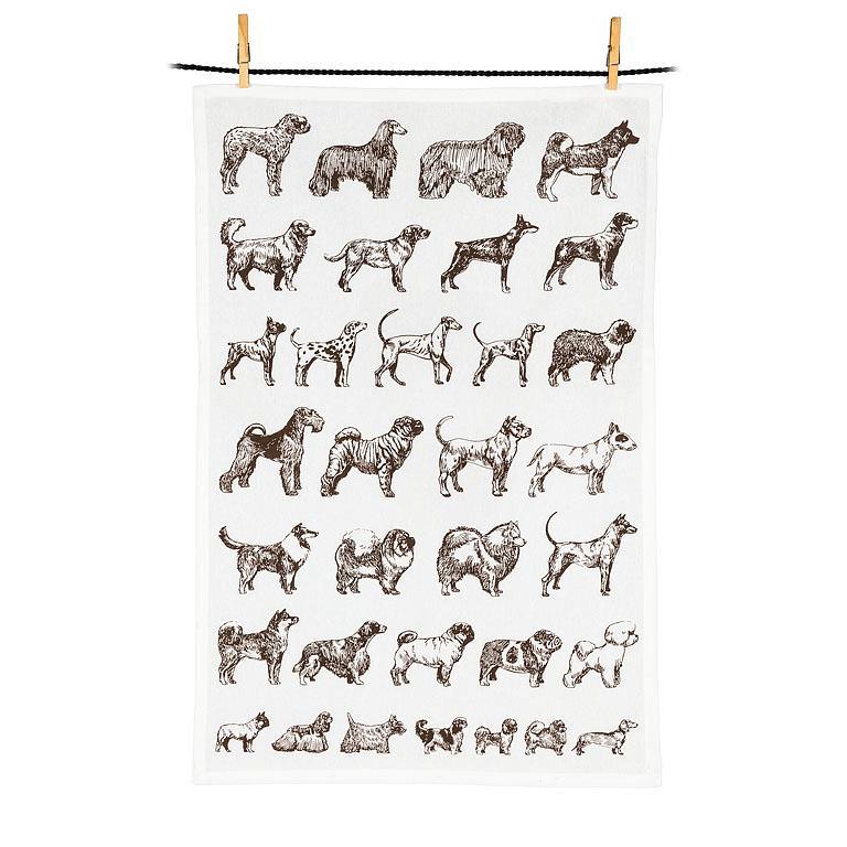 Dog Outline Motif Tea Towel