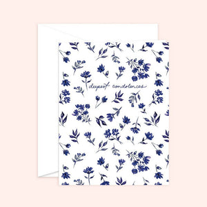 Deepest Condolences Navy Floral Card: Kraft
