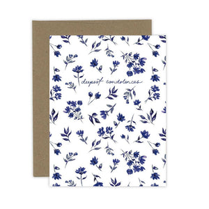 Deepest Condolences Navy Floral Card: Kraft
