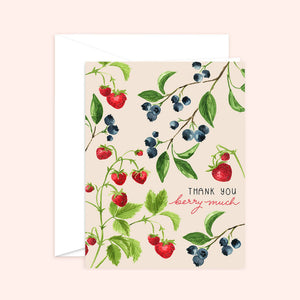 Berry Thanks Card: White