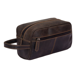 Leather Banff Toiletry Bag: Brown