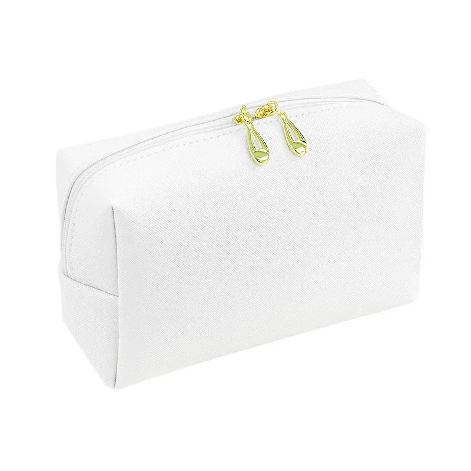 Travel Vegan Leather Zip Makeup Bag White