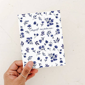 Deepest Condolences Navy Floral Card: Kraft