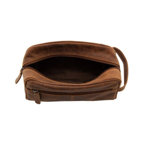 Leather Banff Toiletry Bag: Brown