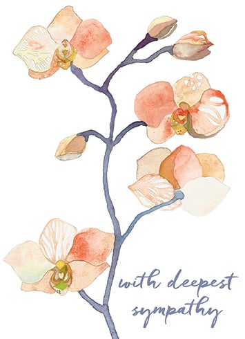 Peach Orchid With Deepest Sympathy Greeting Card