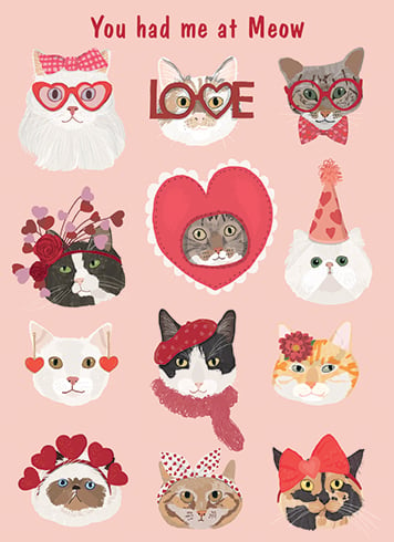 Meow Valentine's Day Greeting Card