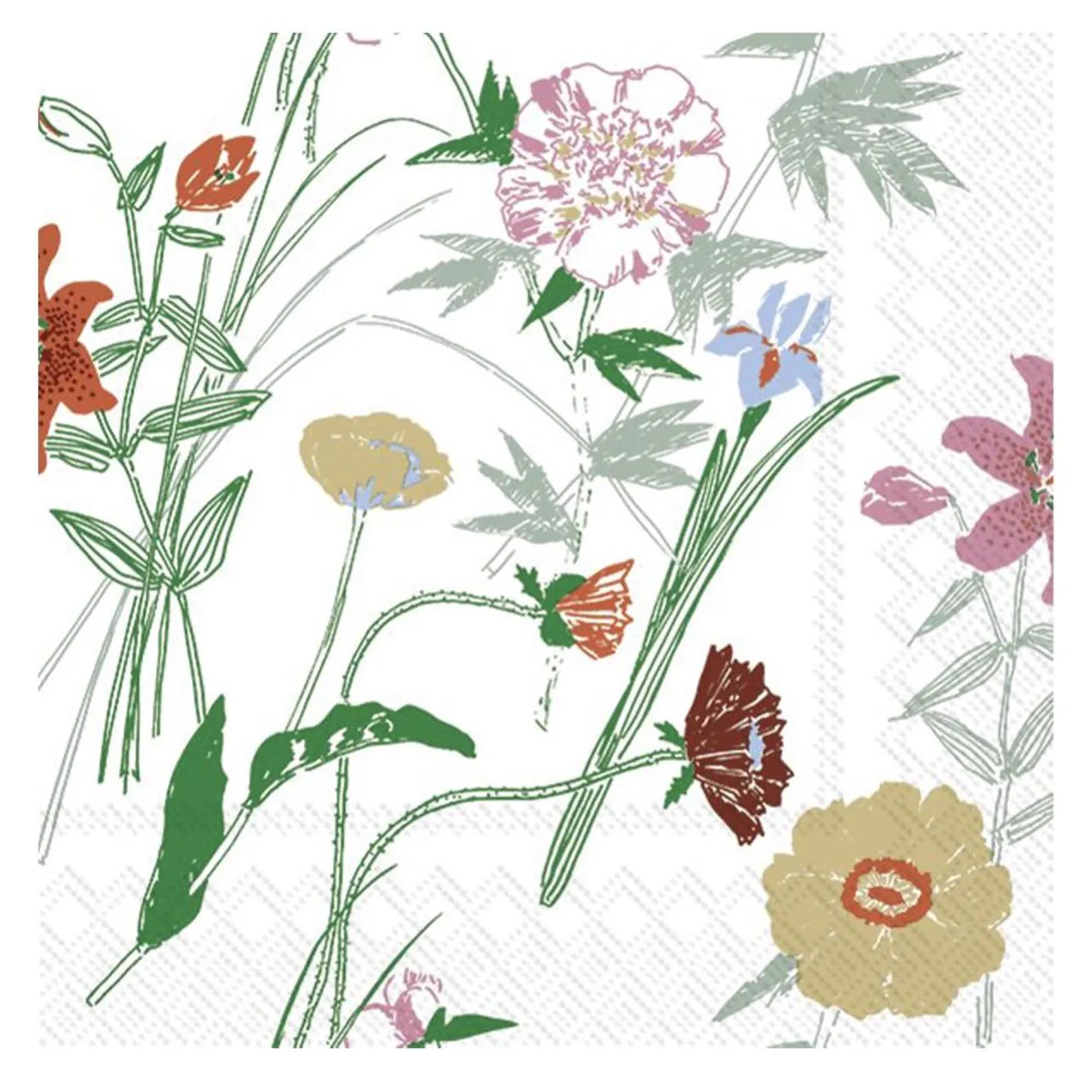 Marimekko Puutarhakutsut White / Green / Orange Lunch Napkins