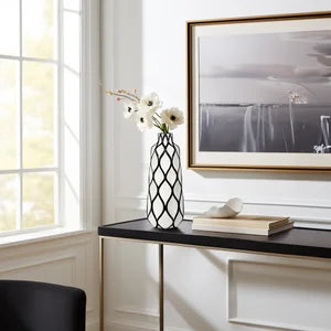 Abstract Lattice Outline 15.5h" Ceramic Vase