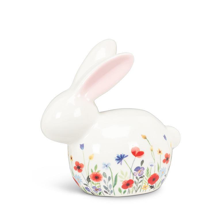 Floral Crouched Bunny Decoration