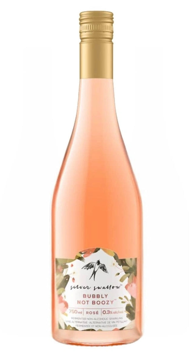 Silver Swallow Bubbly Not Boozy Non-Alcoholic Sparkling Wine Alternative Rosé, 750ml