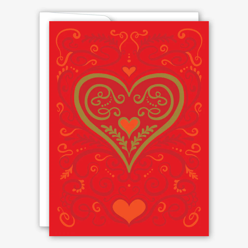Fancy Filigree Heart with Gold Greeting Card