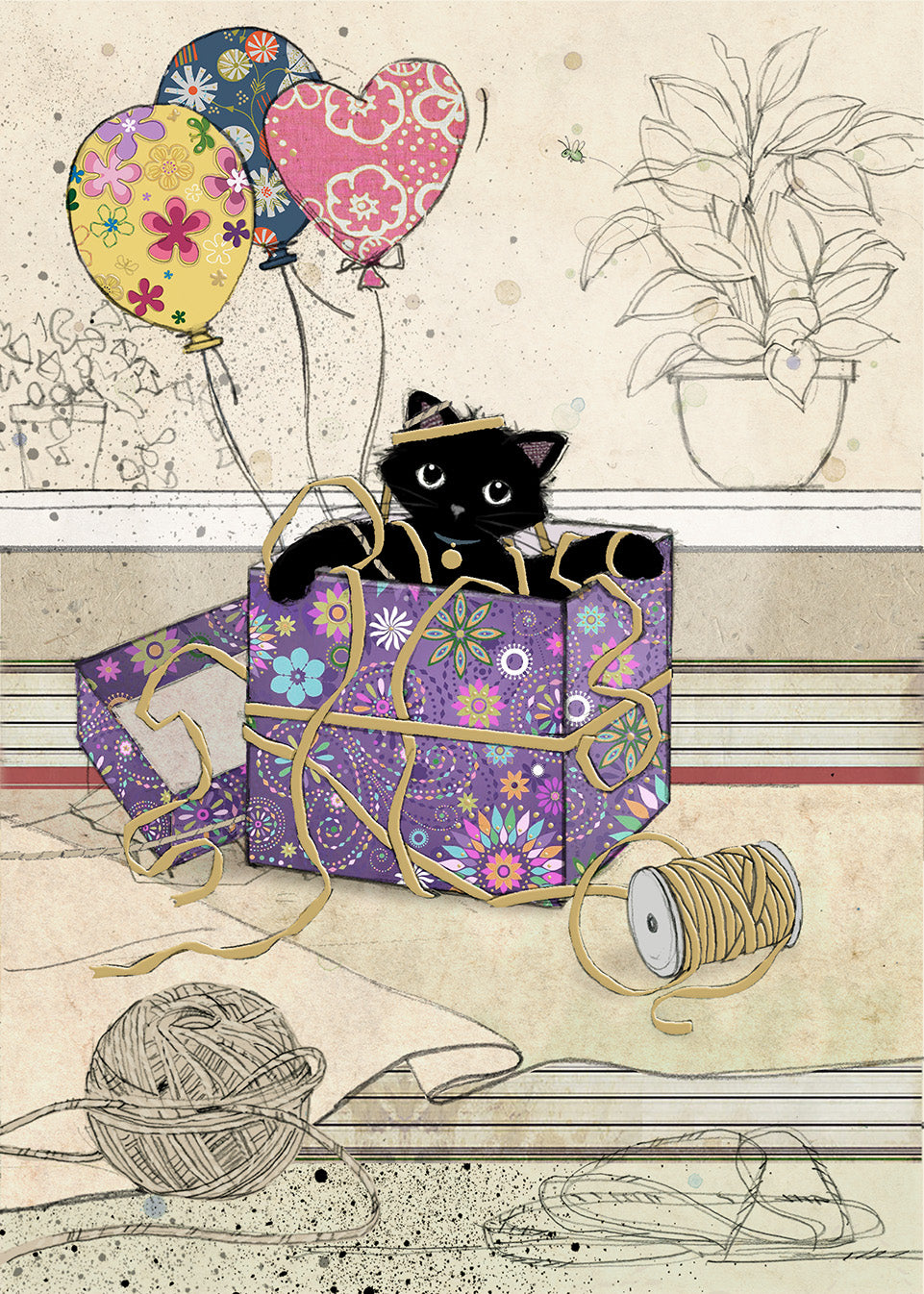 Happy Birthday - Cat in a Gift