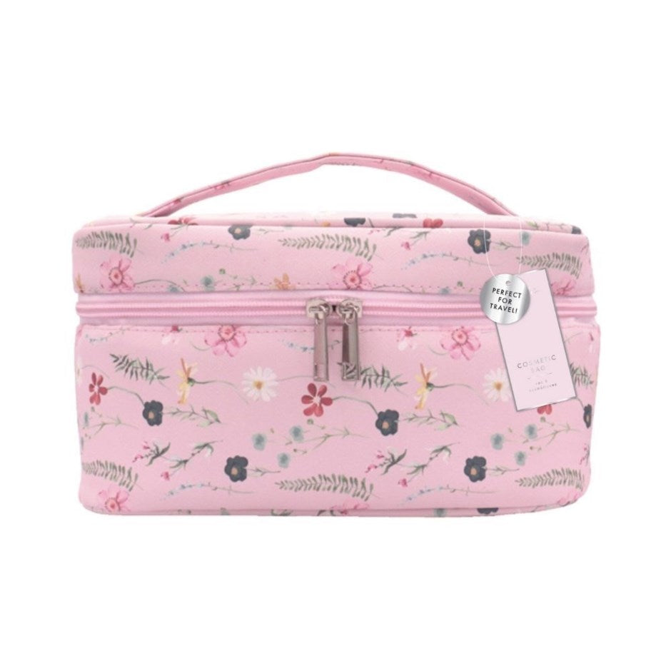Pink Floral Train Case