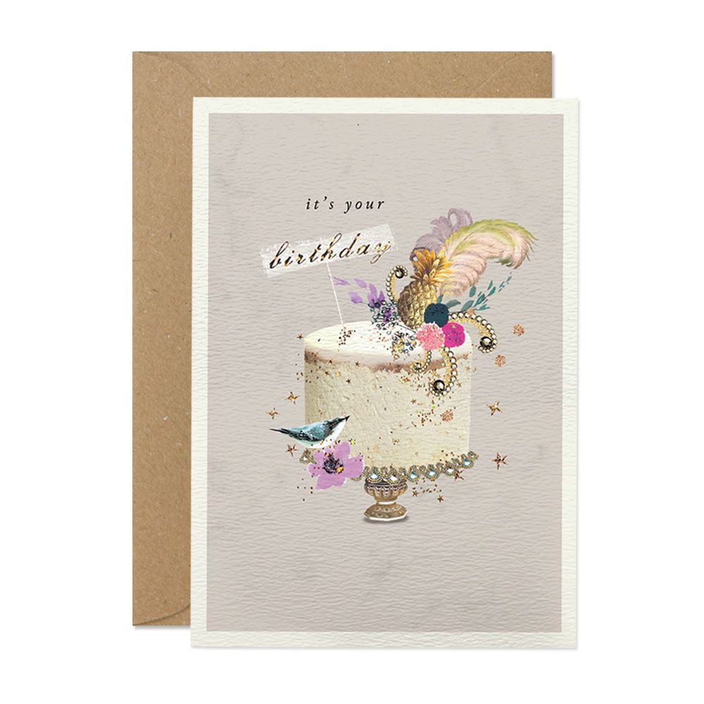 Birthday Cake Feather Card