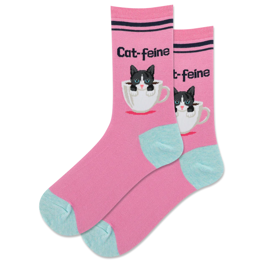 Hot Sox Women’s Cat-Feine Crew Socks