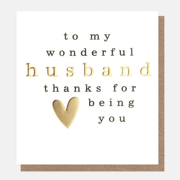 Gold Heart To My Wonderful Husband Card