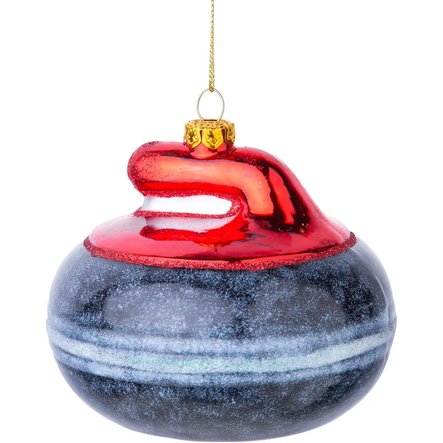 Blown Glass Curling Stone Ornament