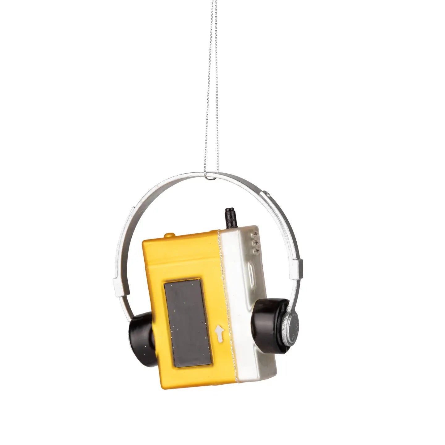 Glass Vintage Yellow Cassette Player Ornament