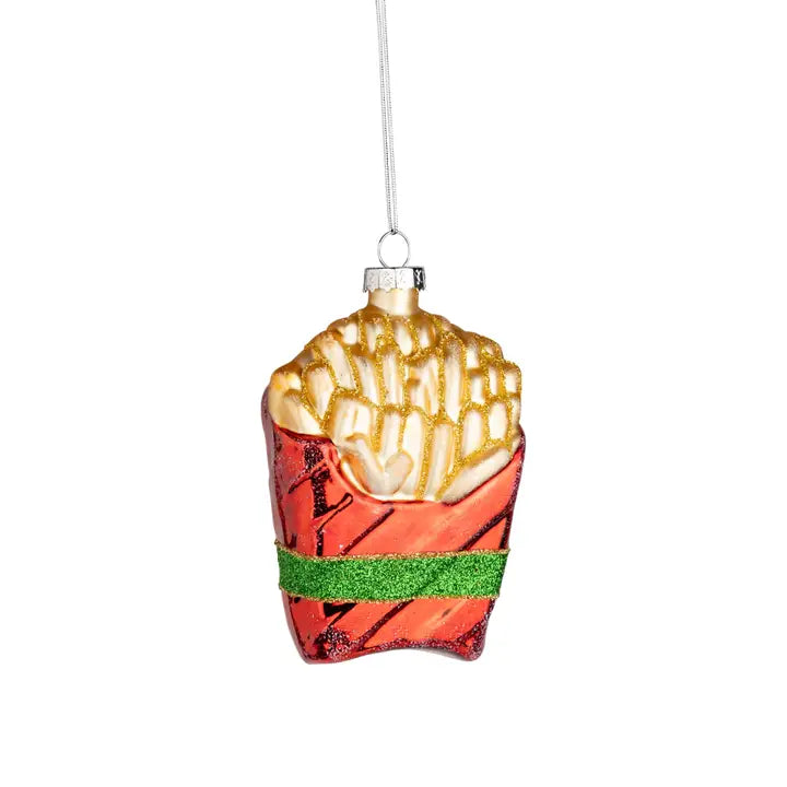 Glass French Fry in Red Box Ornament