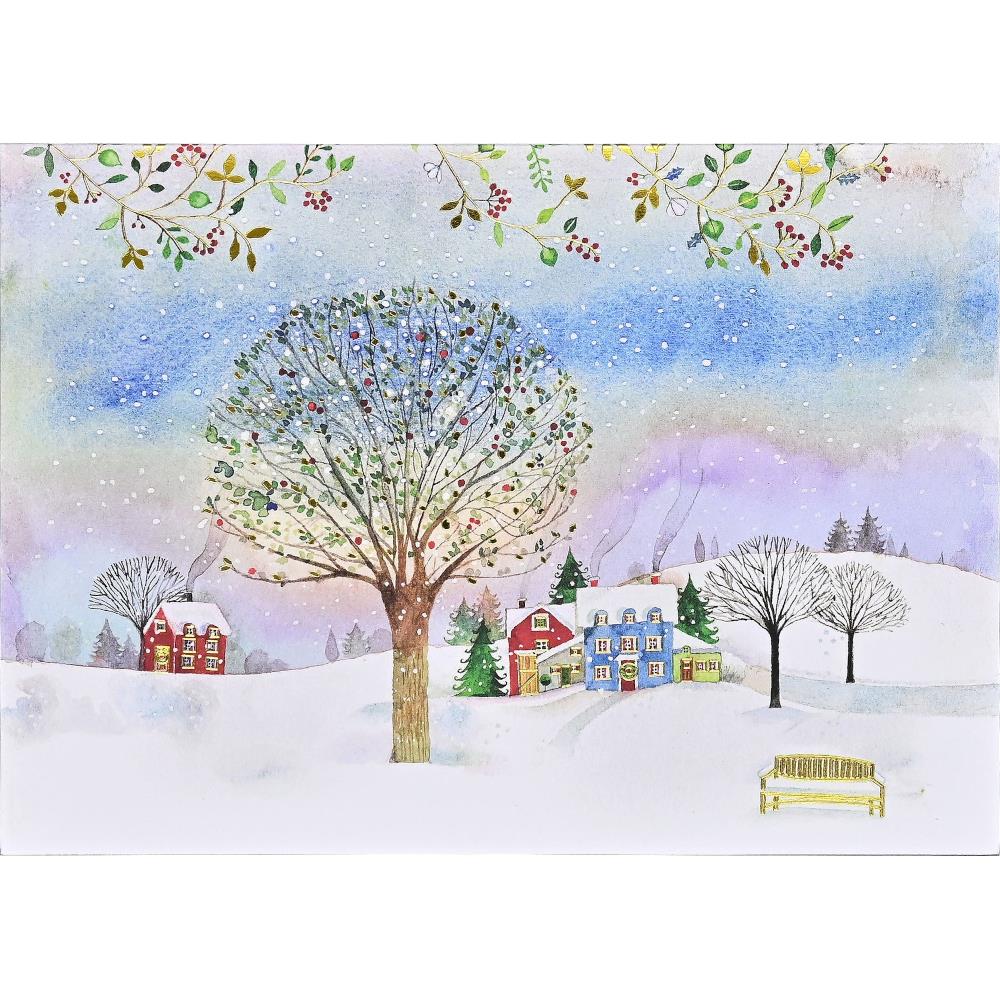 PETER PAUPER PRESS DELUXE HOLIDAY BOXED CARDS 20PK - VILLAGE TWILIGHT