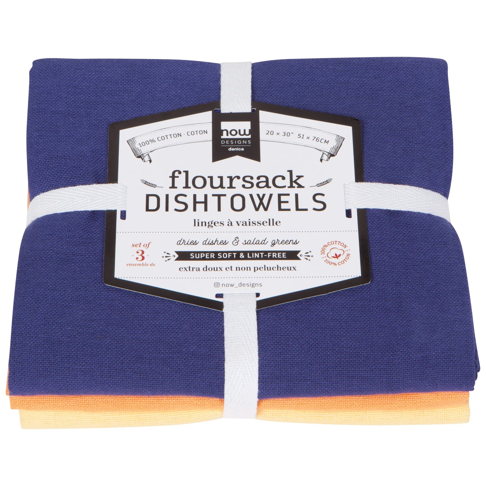 Dusk/Apricot/Sunray Floursack Dishtowels Set of 3 Assorted