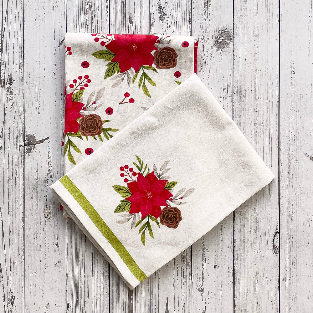HOLIDAY BOUQUET PRINTED KITCHEN TOWEL S/2