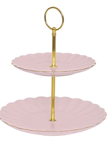 Pink Royale Porcelain 2 Tier Cake Plate