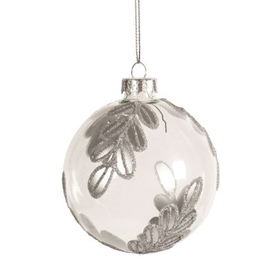 Clear Silver Leaves Ornament