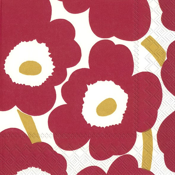 Marimekko Lunch Napkins Unikko Dark Red Gold