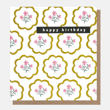 Scallop Framed Flowers Birthday Card