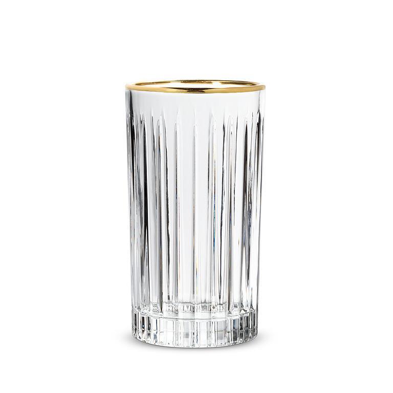 Ribbed Highball with Gold Rim