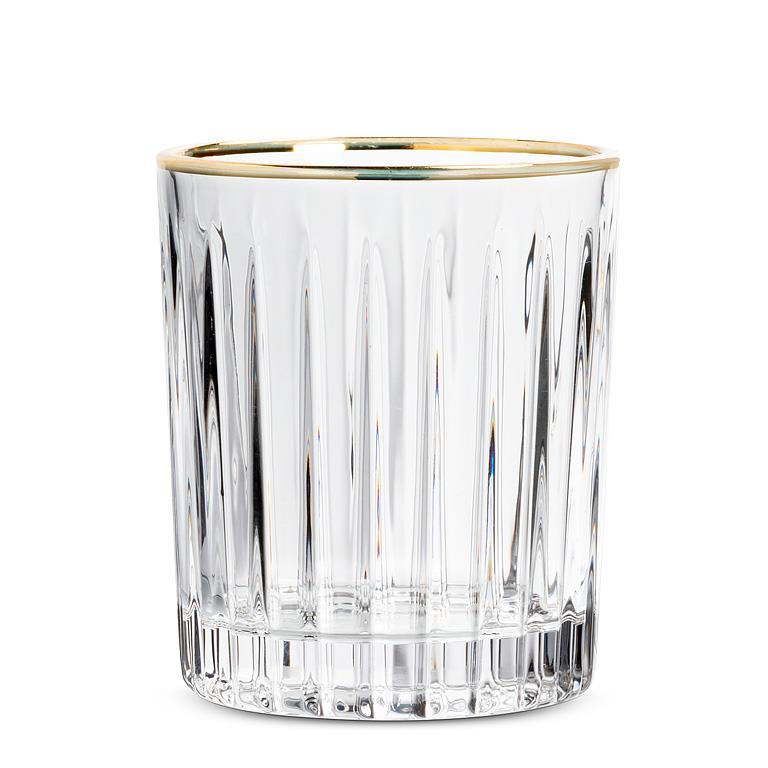 Ribbed Tumbler with Gold Rim